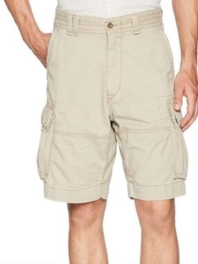 Men's Beige Cargo Shorts - Lightweight Cotton Blend